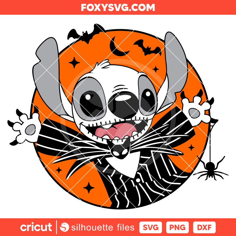 Stitch Jack Skellington Svg, Halloween Svg, Disney Svg, Cricut, Silhouette SVG Cut File