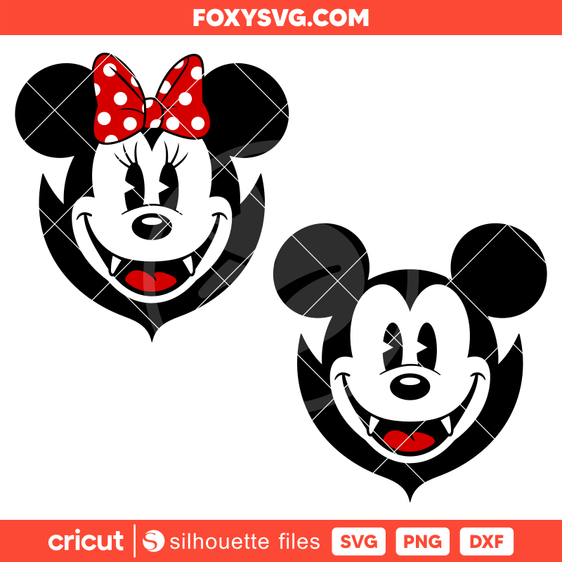 Halloween Vampire Mickey & Minnie Svg, Disney Svg, Cricut, Silhouette SVG Cut File