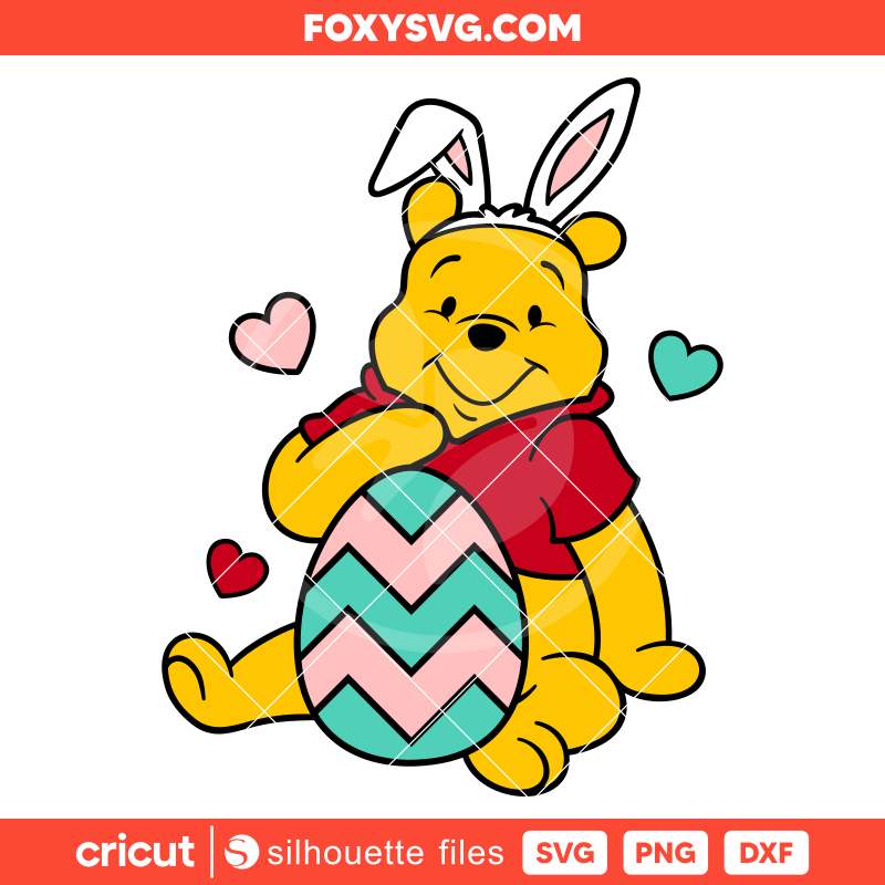 Happy Easter Pooh Svg, Happy Easter Svg, Disney Svg, Cricut, Silhouette SVG Cut File