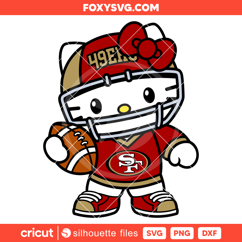 Hello Kitty Football SF 49ERS Svg, NFL Svg, Sanrio Svg, Kawaii Svg, Cricut, Silhouette SVG Cut File