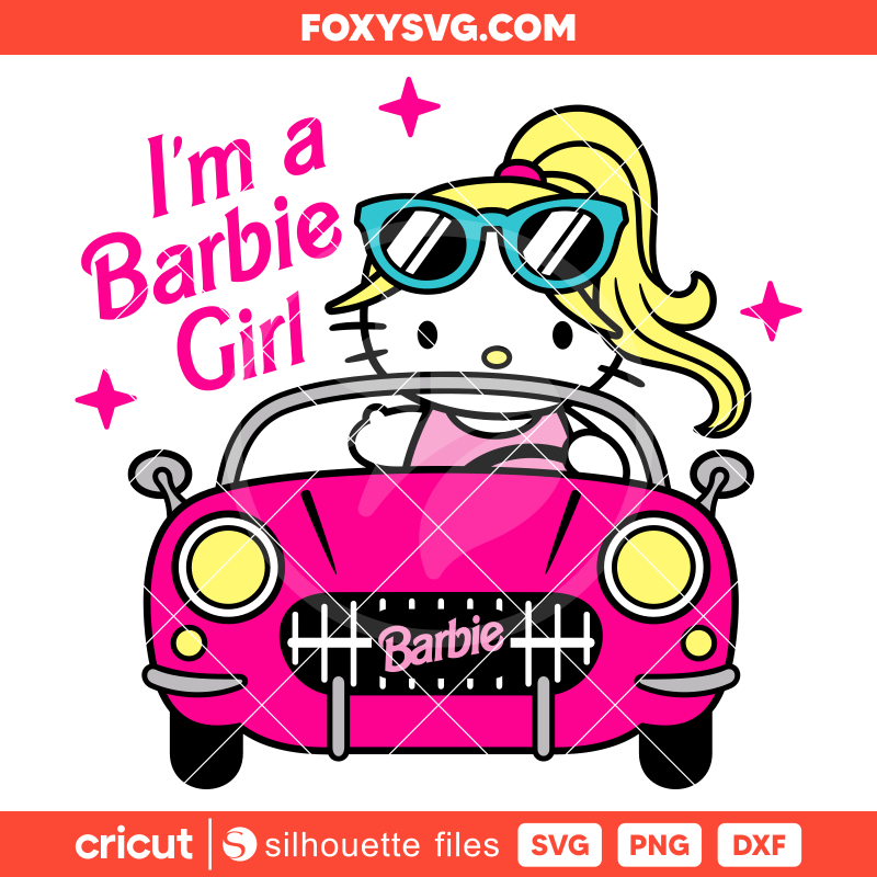 Hello Kitty Barbie Girl Svg, Barbie Doll Svg, Girly Pink Svg, Cricut, Silhouette SVG Cut File
