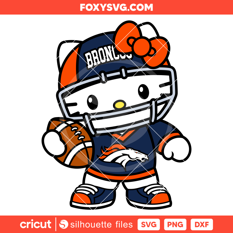 Hello Kitty Football Broncos Svg, NFL Svg, Sanrio Svg, Kawaii Svg, Cricut, Silhouette SVG Cut File