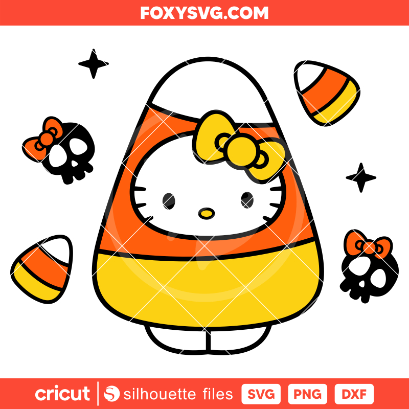 Hello Kitty Candy Corn Svg, Sanrio Friends Svg, Halloween Svg, Kawaii Svg, Cricut, Silhouette SVG Cut File