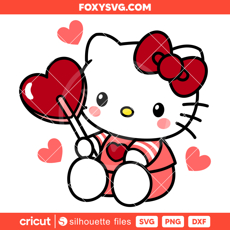 Hello Kitty Candy Heart Svg, Valentine’s Day Svg, Sanrio Valentine Svg, Kawaii Svg, Cricut, Silhouette SVG Cut File