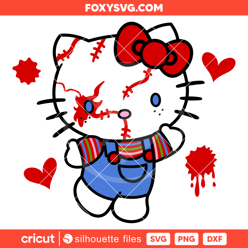 Hello Kitty Chucky Svg, Horror Movie Friends Svg, Halloween Svg, Kawaii Svg, Cricut, Silhouette SVG Cut File