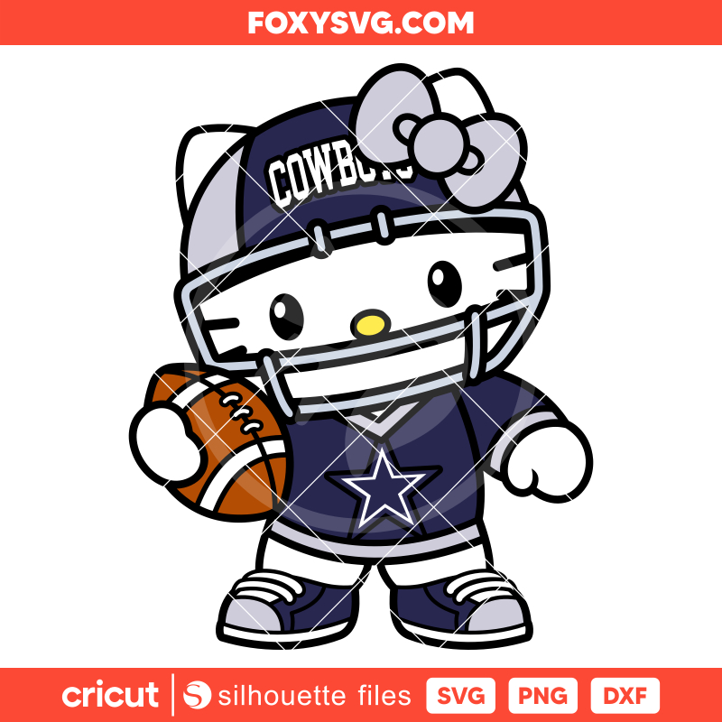 Hello Kitty Football Dallas Cowboys Svg, NFL Svg, Sanrio Svg, Kawaii Svg, Cricut, Silhouette SVG Cut File