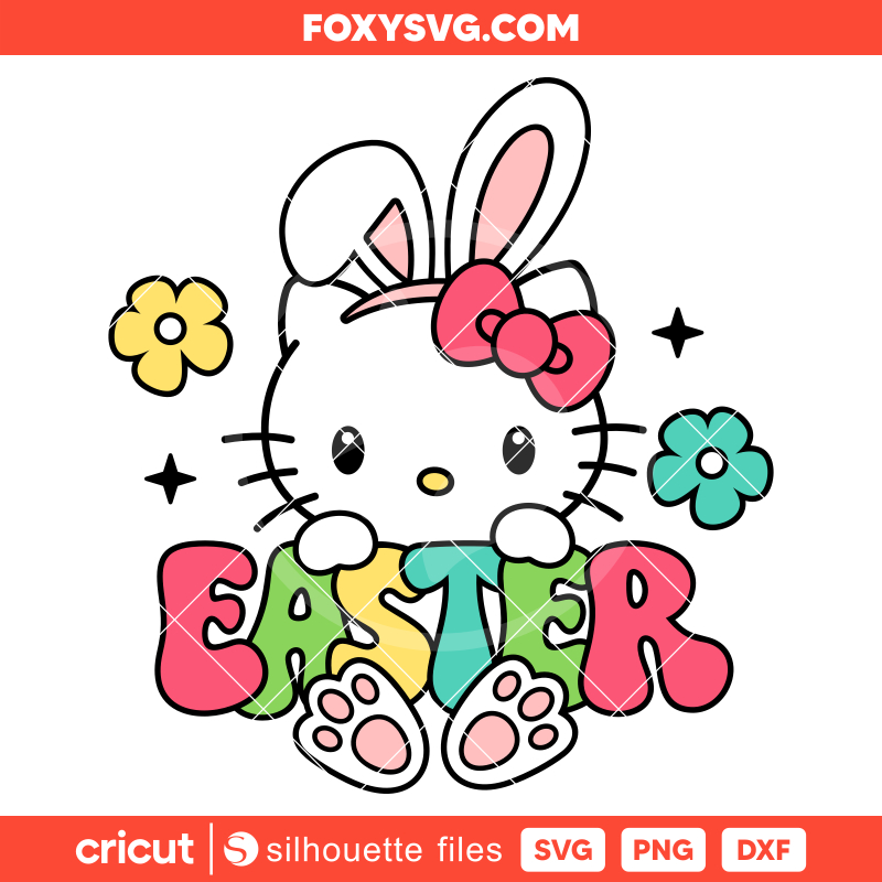 Hello Kitty Easter Bunny Svg, Happy Easter Svg, Sanrio Svg, Kawaii Svg, Cricut, Silhouette SVG Cut File