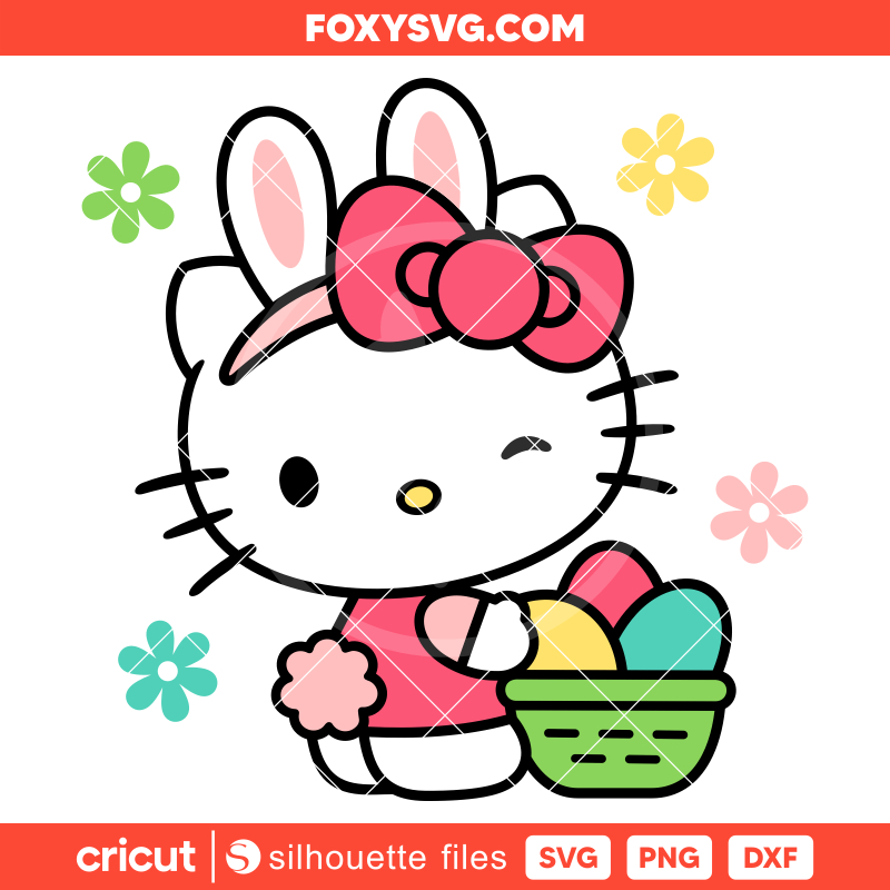 Hello Kitty Easter Svg, Easter Bunny Svg, Happy Easter Svg, Cricut, Silhouette SVG Cut File