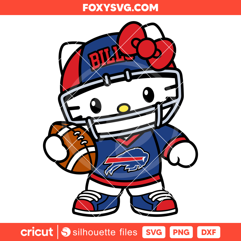 Hello Kitty Football Buffalo Bills Svg, NFL Svg, Sanrio Svg, Kawaii Svg, Cricut, Silhouette SVG Cut File