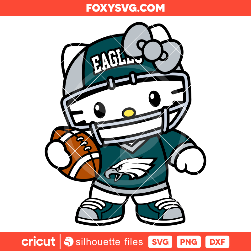 Hello Kitty Football Eagles Svg, NFL Svg, Sanrio Svg, Kawaii Svg, Cricut, Silhouette SVG Cut File