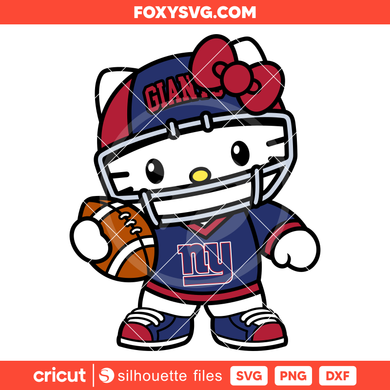 Hello Kitty Football NY Giants Svg, NFL Svg, Sanrio Svg, Kawaii Svg, Cricut, Silhouette SVG Cut File