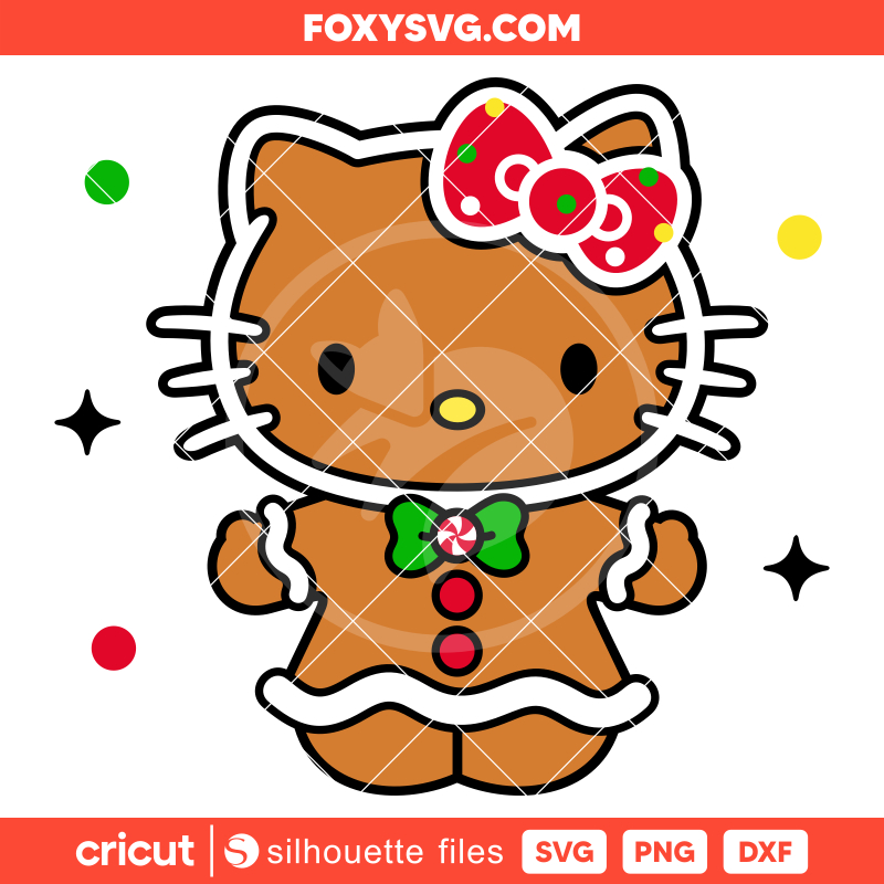 Hello Kitty Gingerbread Svg, Christmas Svg, Sanrio Christmas Svg, Kawaii Svg, Cricut, Silhouette SVG Cut File