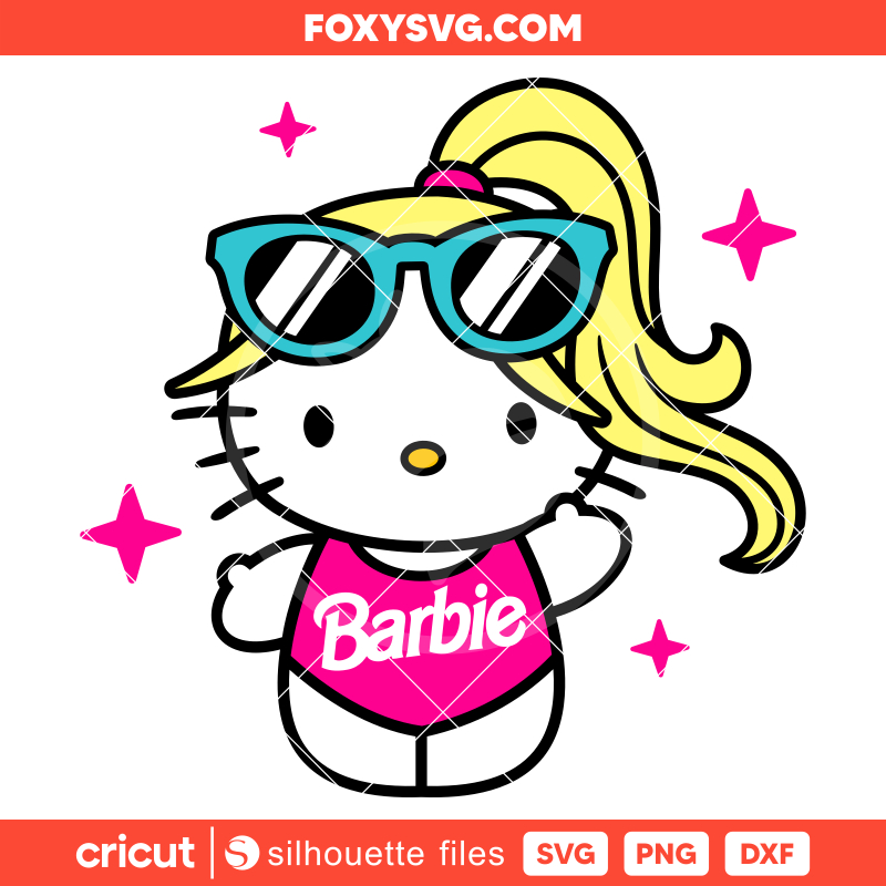 Hello Kitty Malibu Barbie Svg, Barbie Doll Svg, Girly Pink Svg, Cricut, Silhouette SVG Cut File