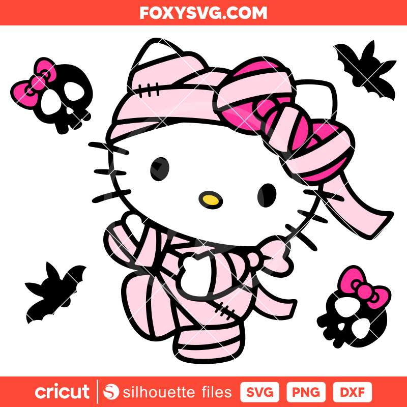 Hello Kitty Mummy Svg, Halloween Svg, Hello Kitty Svg, Kawaii Svg, Cricut, Silhouette SVG Cut File
