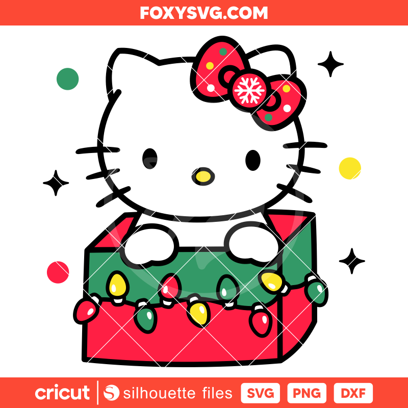 Hello Kitty Present Svg, Christmas Svg, Sanrio Christmas Svg, Kawaii Svg, Cricut, Silhouette SVG Cut File