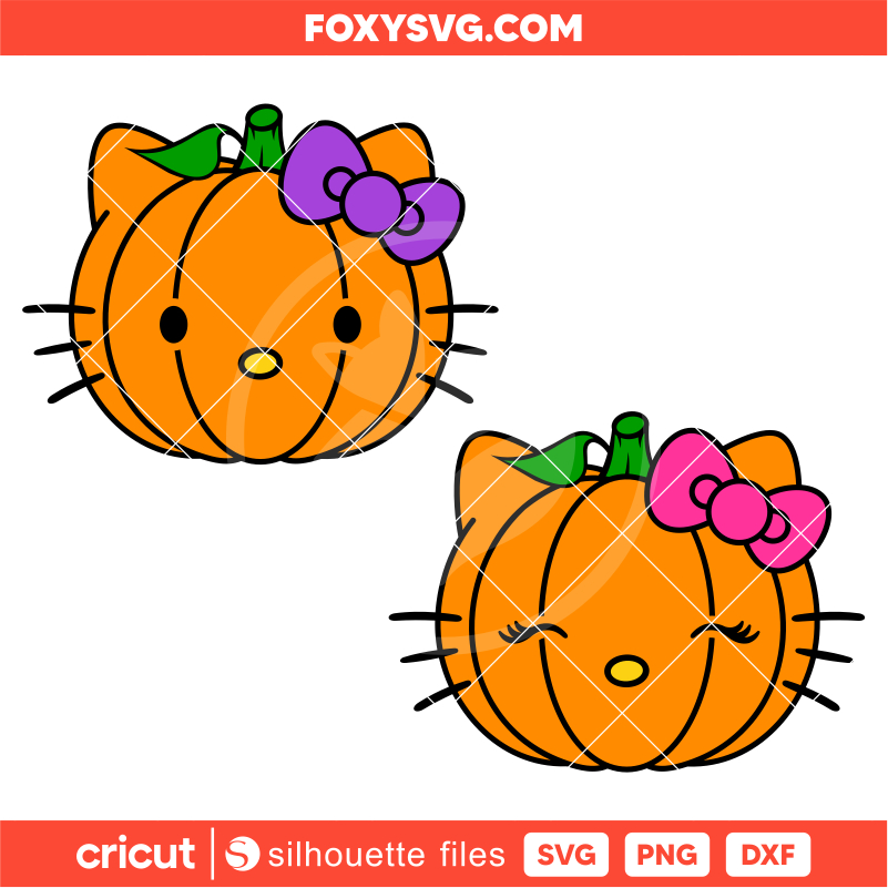 Hello Kitty Pumpkin Bundle Svg, Halloween Svg, Spooky Season Svg, Trick or Treat Svg, Cricut, Silhouette SVG Cut File