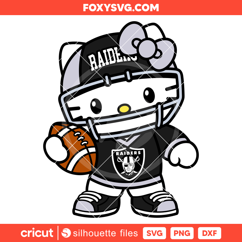 Hello Kitty Football Las Vegas Raiders Svg, NFL Svg, Sanrio Svg, Kawaii Svg, Cricut, Silhouette SVG Cut File