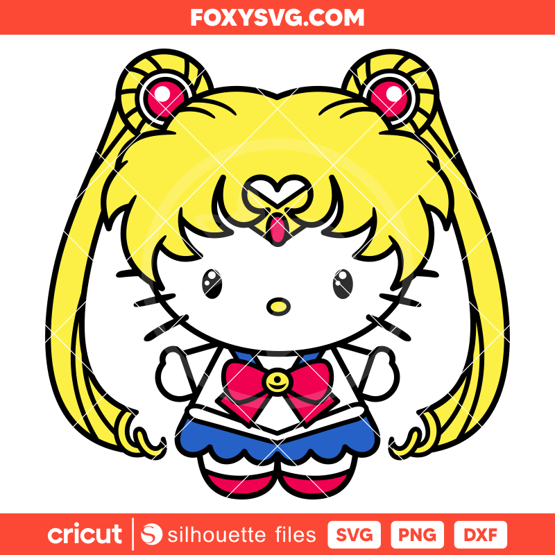 Hello Kitty Sailor Moon Svg, Sanrio Svg, Kawaii Svg, Cricut, Silhouette SVG Cut File