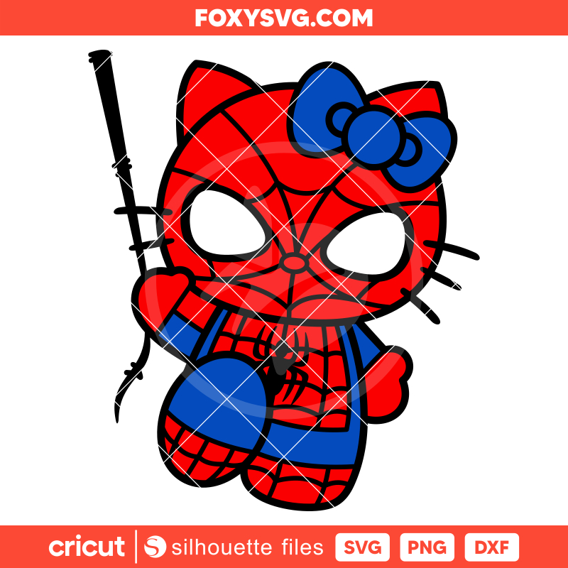 Hello Kitty Spider Man Svg, Sanrio Svg, Hello Kitty Svg, Kawaii Svg, Cricut, Silhouette SVG Cut File