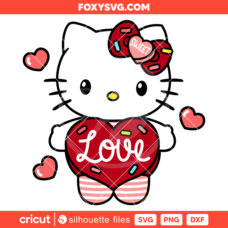 Hello Kitty Sweet Love Svg, Valentine’s Day Svg, Sanrio Svg, Kawaii Svg, Cricut, Silhouette SVG Cut File