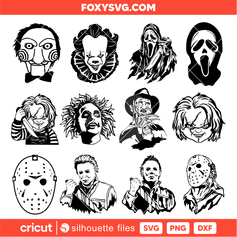 Horror Characters Bundle Svg, Halloween Svg, Horror Movie Svg, Cricut, Silhouette SVG Cut File