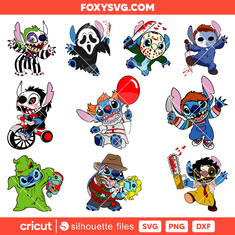Horror Movie Stitch Svg Bundle, Disney Layered Svg, Cricut, Silhouette SVG Cut File