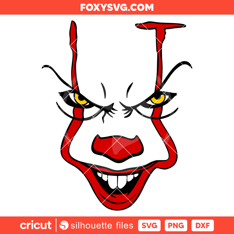 It Pennywise Face Svg, Halloween Svg, Horror Movie Svg, Cricut, Silhouette SVG Cut File