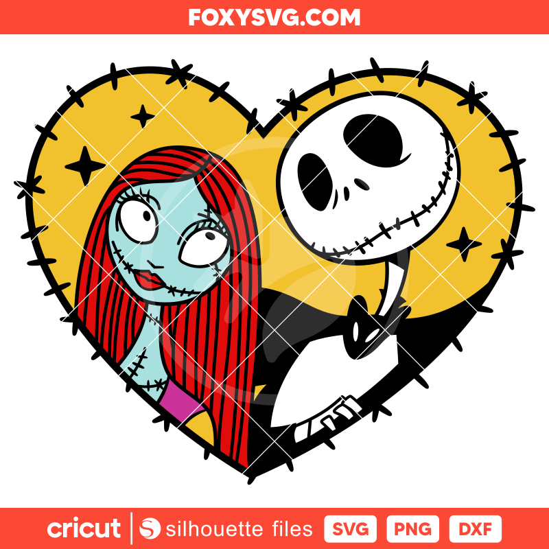 Jack & Sally Heart Svg, Nightmare Before Christmas Svg, Halloween Svg, Cricut, Silhouette SVG Cut File