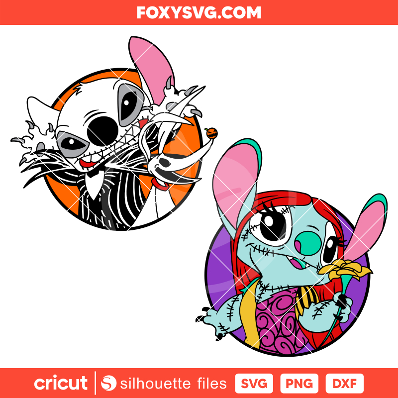 Jack & Sally Stitch Bundle Svg, Nightmare Before Christmas Svg, Halloween Svg, Disney Svg, Cricut, Silhouette SVG Cut File