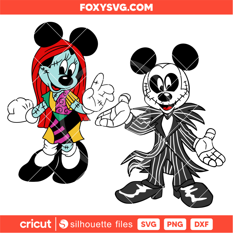 Jack and Sally Mickey & Minnie Bundle Svg, Halloween Svg, Spooky Season Svg, Disney Svg, Cricut, Silhouette SVG Cut File