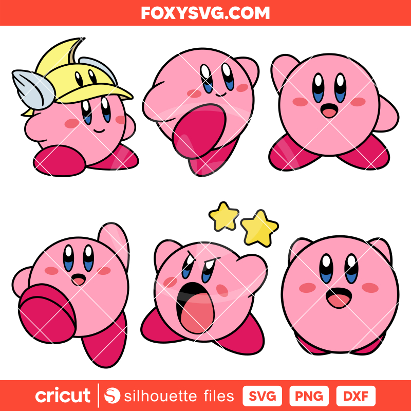 Kirby Bundle Svg, Kirby Little Star Svg, Kirby Face Svg, Games Svg, Cricut, Silhouette SVG Cut File