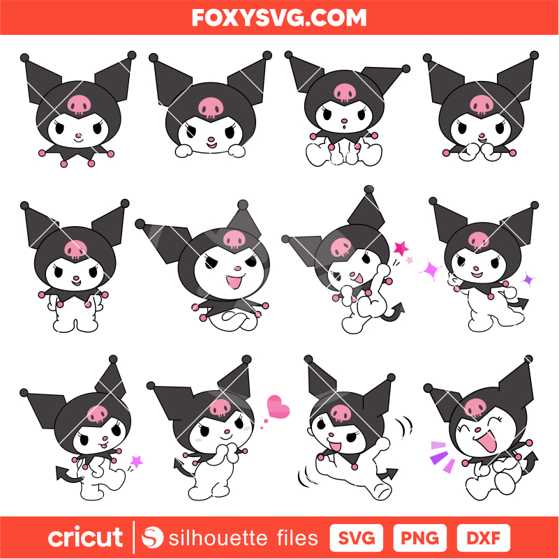 Kuromi Bundle Svg, Sanrio Svg, Kawaii Svg, Cricut, Silhouette SVG Cut File