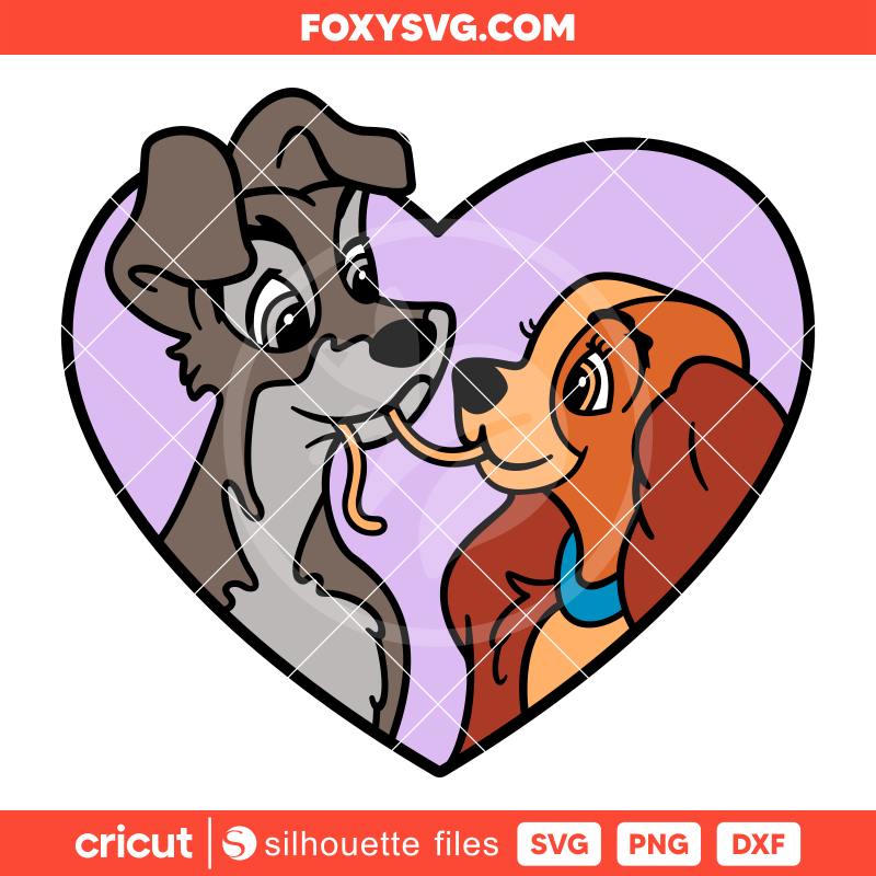 Lady And The Tramp Heart Svg,  Valentine’s Day Svg, Disney Svg, Cricut, Silhouette SVG Cut File