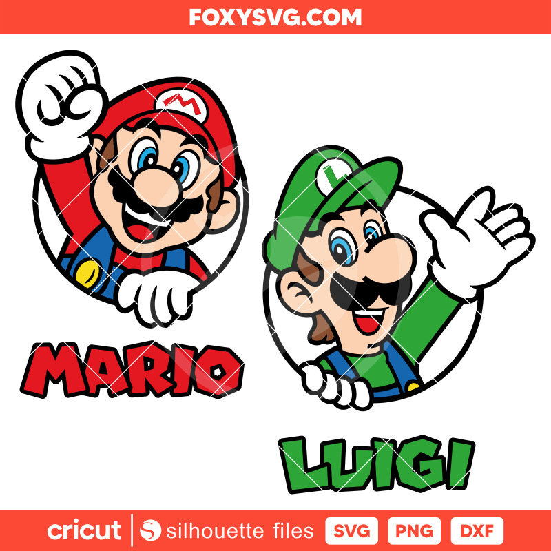 Mario & Luigi Bundle Svg, Mario Characters Svg, Super Mario Svg, Mario Bros Svg, Cricut, Silhouette SVG Cut File