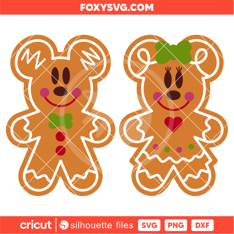Mickey & Minnie Gingerbread Svg, Christmas Svg, Disney Christmas Svg, Santa Claus Svg, Cricut, Silhouette SVG Cut File