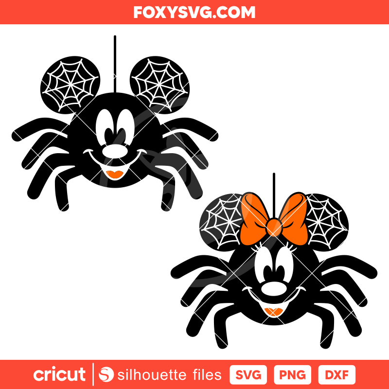 Mickey & Minnie Mouse Spider Bundle Svg, Halloween Svg, Disney Svg, Cricut, Silhouette SVG Cut File
