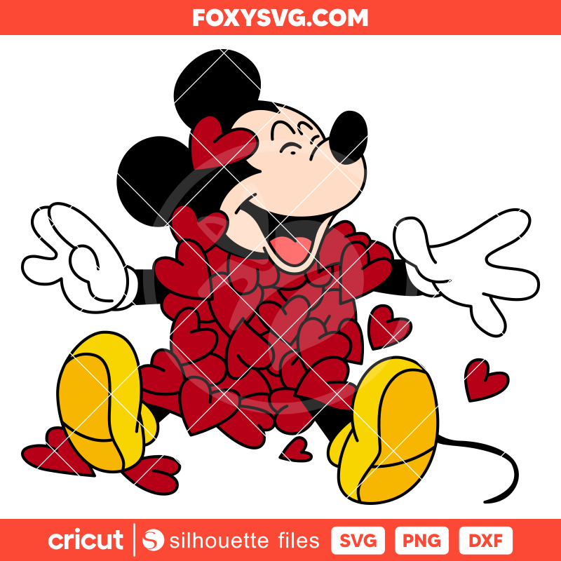 Mickey Mouse Hearts Svg, Valentine’s Day Svg, Disney Svg,  Cricut, Silhouette SVG Cut File