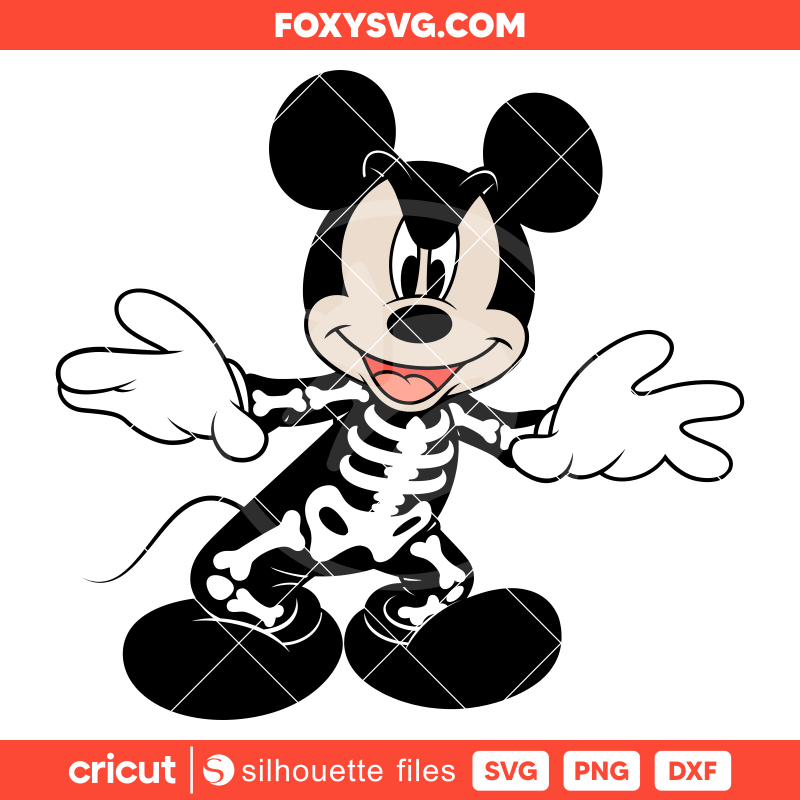 Mickey Mouse Skeleton Svg, Halloween Svg, Disney Svg, Cricut, Silhouette SVG Cut File