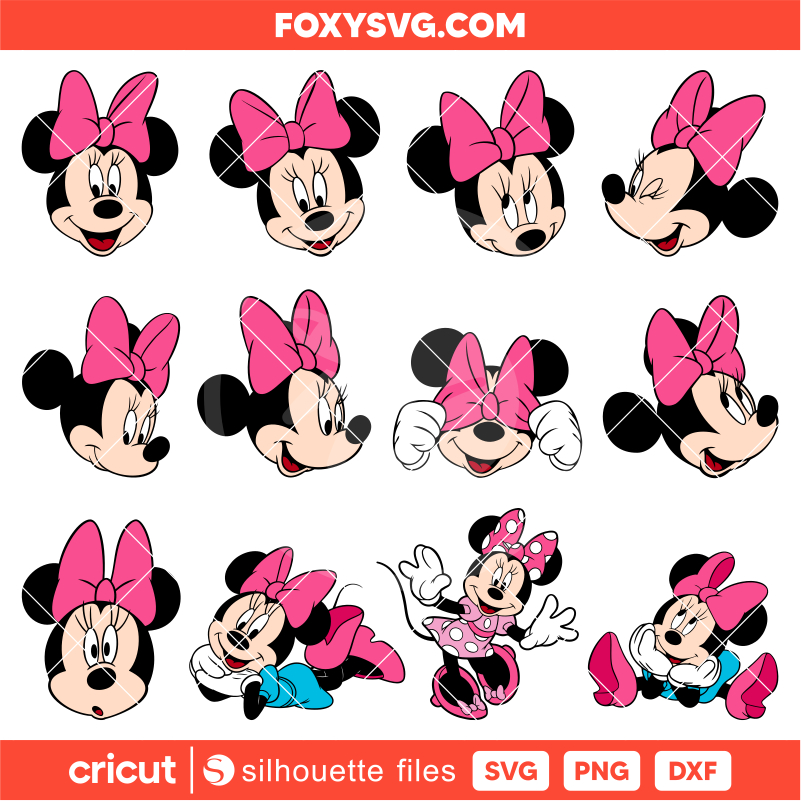 25 Designs Minnie Mouse Svg Bundle, Disney Layered Svg, Cricut, Silhouette SVG Cut File