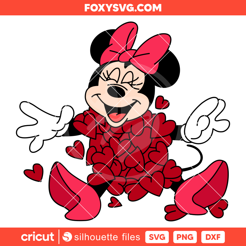 Minnie Mouse Hearts Svg, Valentine’s Day Svg, Disney Svg,  Cricut, Silhouette SVG Cut File