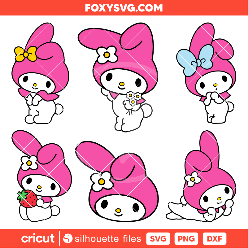 My Melody Bundle Svg, Sanrio Svg, Hello Kitty Svg, Kawaii Svg, Cricut, Silhouette SVG Cut File
