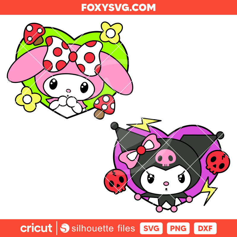 My Melody & Kuromi Bundle Svg, Sanrio Svg, Kawaii Svg, Cricut, Silhouette SVG Cut File