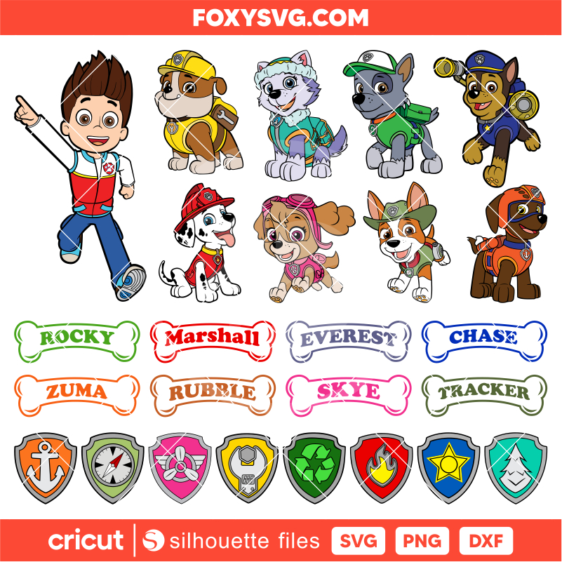 Paw Patrol Svg Bundle, Disney Layered Svg, Cricut, Silhouette SVG Cut File