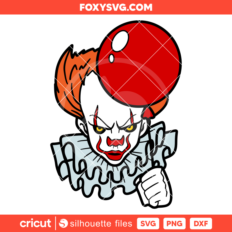 Pennywise with Baloon Svg, Halloween Svg, Horror Movie Svg, Cricut, Silhouette SVG Cut File