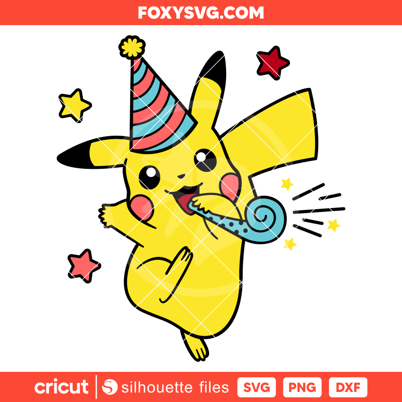 Pikachu Birthday Svg, Birthday Party Svg, Pokemon Svg, Cricut, Silhouette SVG Cut File