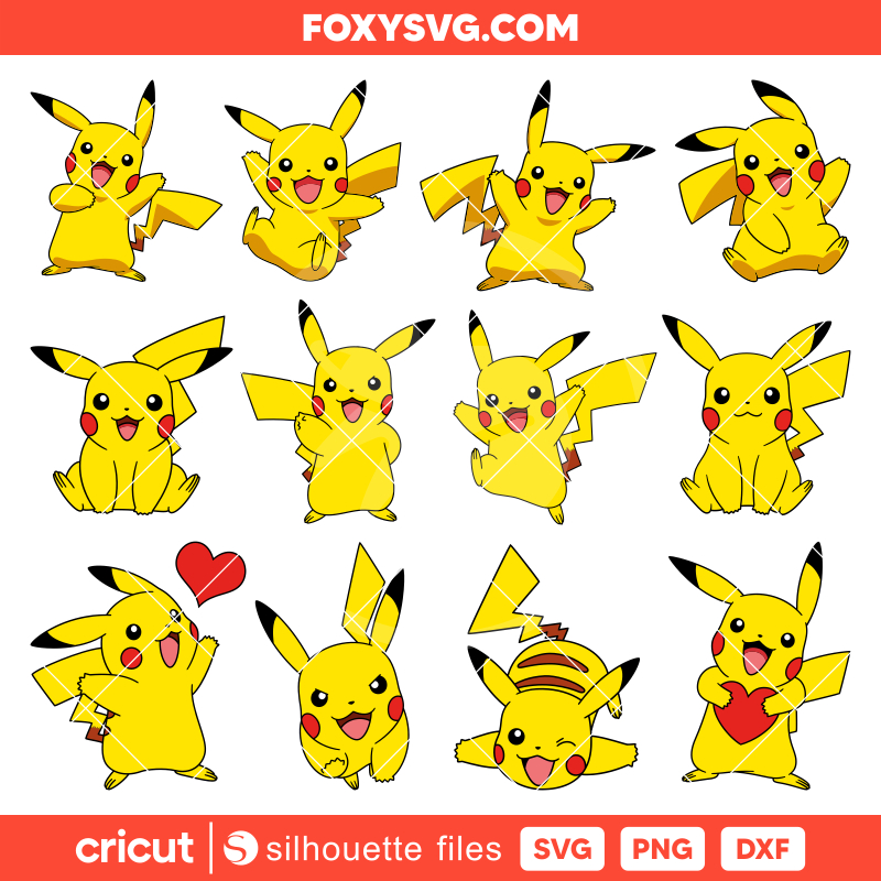 Pikachu Bundle Svg, Pokemon Birthday Party Svg, Cricut, Silhouette SVG Cut File