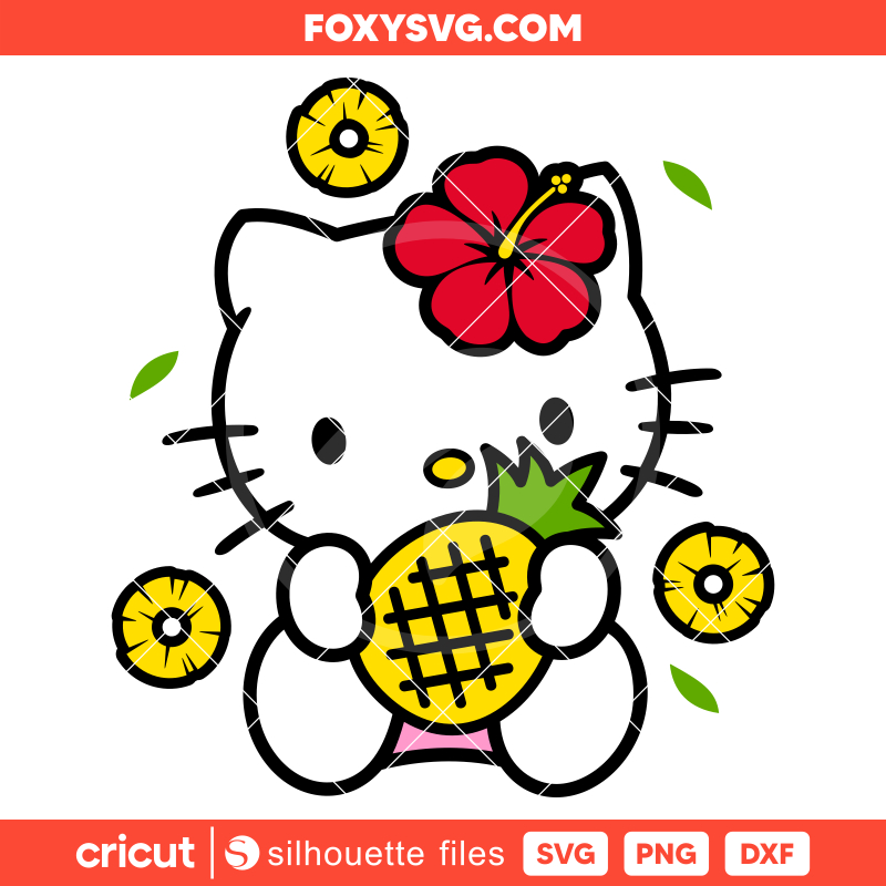 Pineapple Hello Kitty Svg, Sanrio Svg, Kawaii Svg, Cricut, Silhouette SVG Cut File