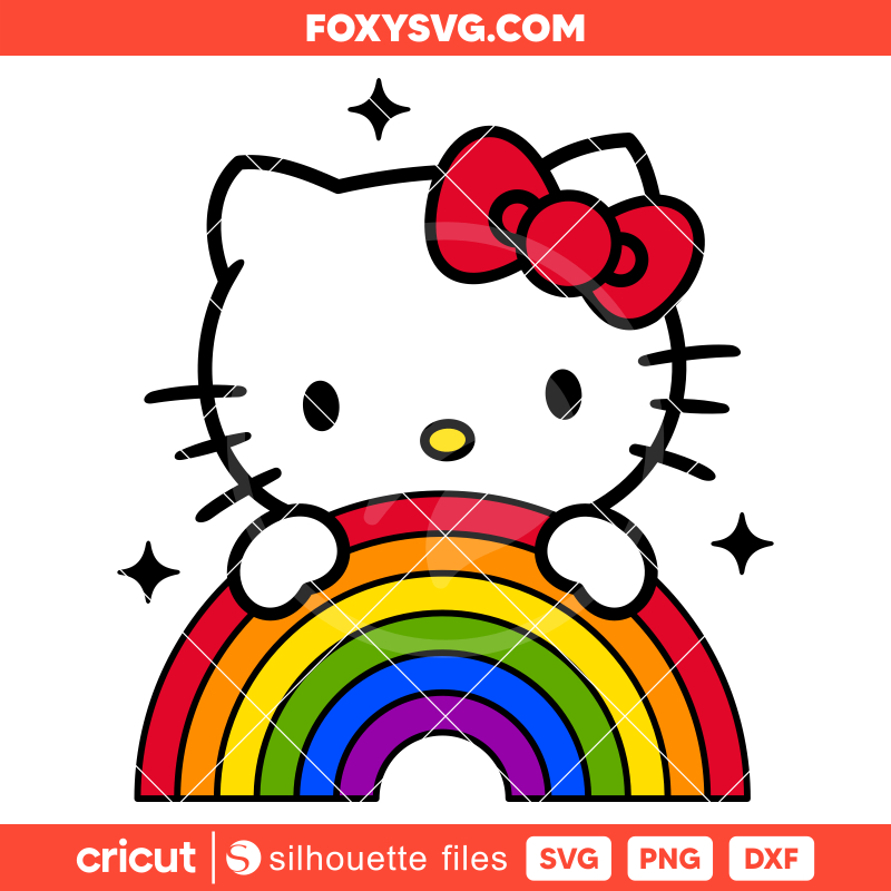 Pride Rainbow Hello Kitty Svg, Sanrio Svg, Kawaii Svg, Cricut, Silhouette SVG Cut File