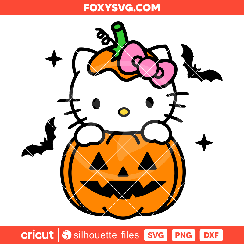 Pumpkin Hello Kitty Svg, Halloween Svg, Sanrio Svg, Kawaii Svg, Cricut, Silhouette SVG Cut File