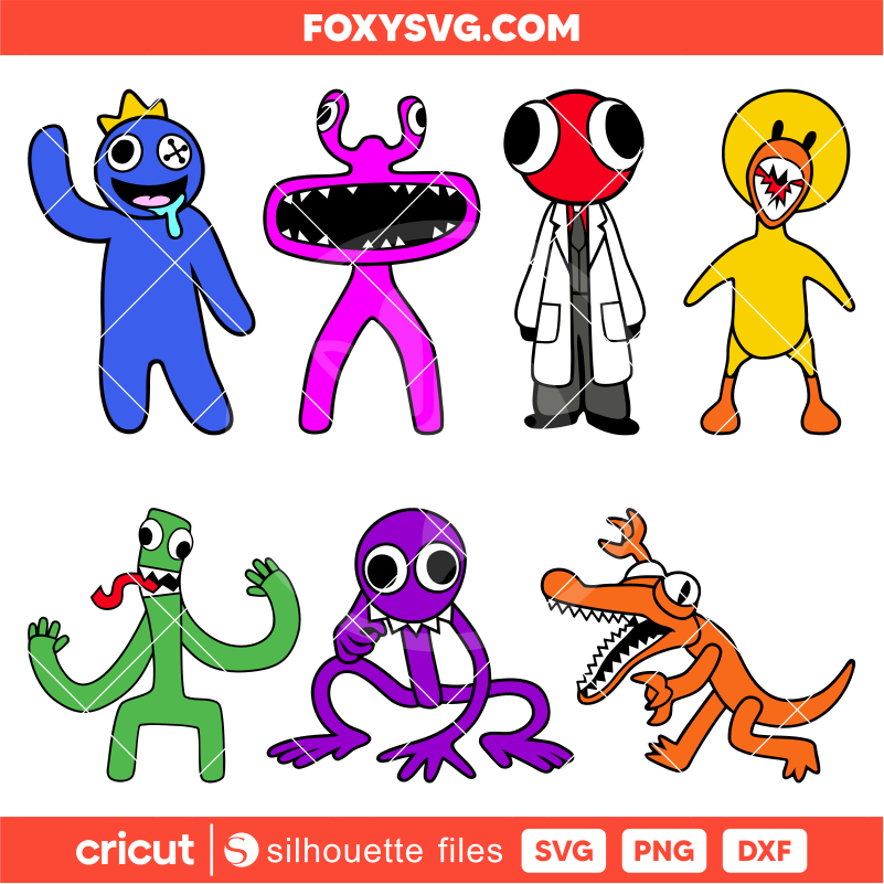 Rainbow Friends Characters Svg, Rainbow Family Svg, Gamer Birthday Svg, Cricut, Silhouette SVG Cut File